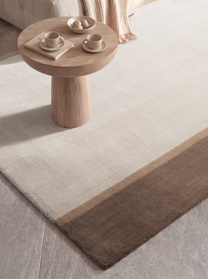 Wollen vloerkleed - Rowan Creme/Bruin Wollen vloerkleed - Rowan Creme/Bruin