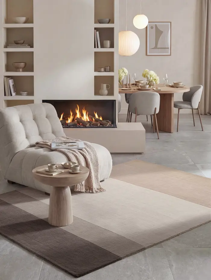 Wollen vloerkleed - Edmund Beige/Bruin Wollen vloerkleed - Edmund Beige/Bruin
