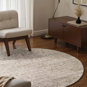 Elle Decoration Rond wollen vloerkleed - Lyon Creme/Bruin Elle Decoration Rond wollen vloerkleed - Lyon Creme/Bruin