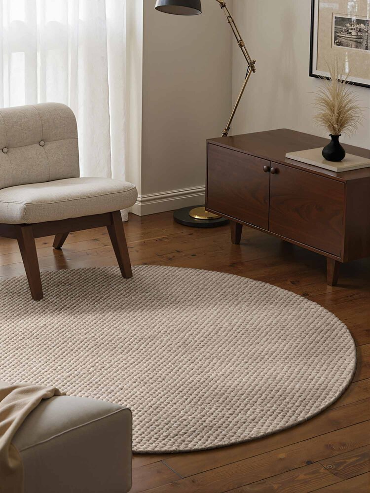 Rond wollen vloerkleed - Lyon Beige Rond wollen vloerkleed - Lyon Beige