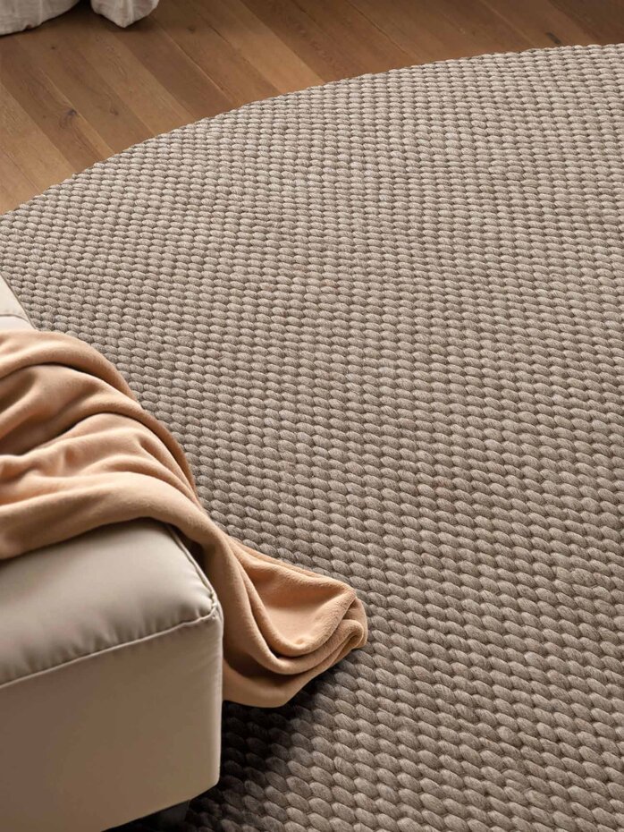 Rond wollen vloerkleed - Lyon Beige Rond wollen vloerkleed - Lyon Beige