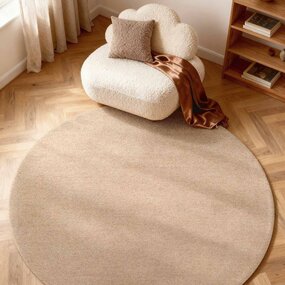 Elle Decoration Rond wollen vloerkleed - Puristic Boucle Beige