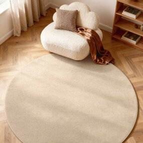 Elle Decoration Rond wollen vloerkleed - Puristic Boucle Lichtbeige