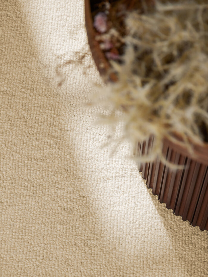 Rond wollen vloerkleed - Puristic Boucle Lichtbeige