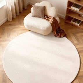 Elle Decoration Rond wollen vloerkleed - Puristic Boucle Naturel Wit