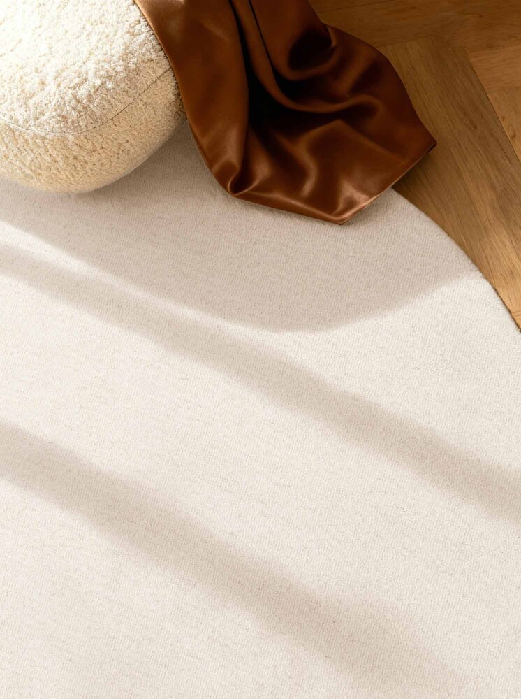 Rond wollen vloerkleed - Puristic Boucle Naturel Wit