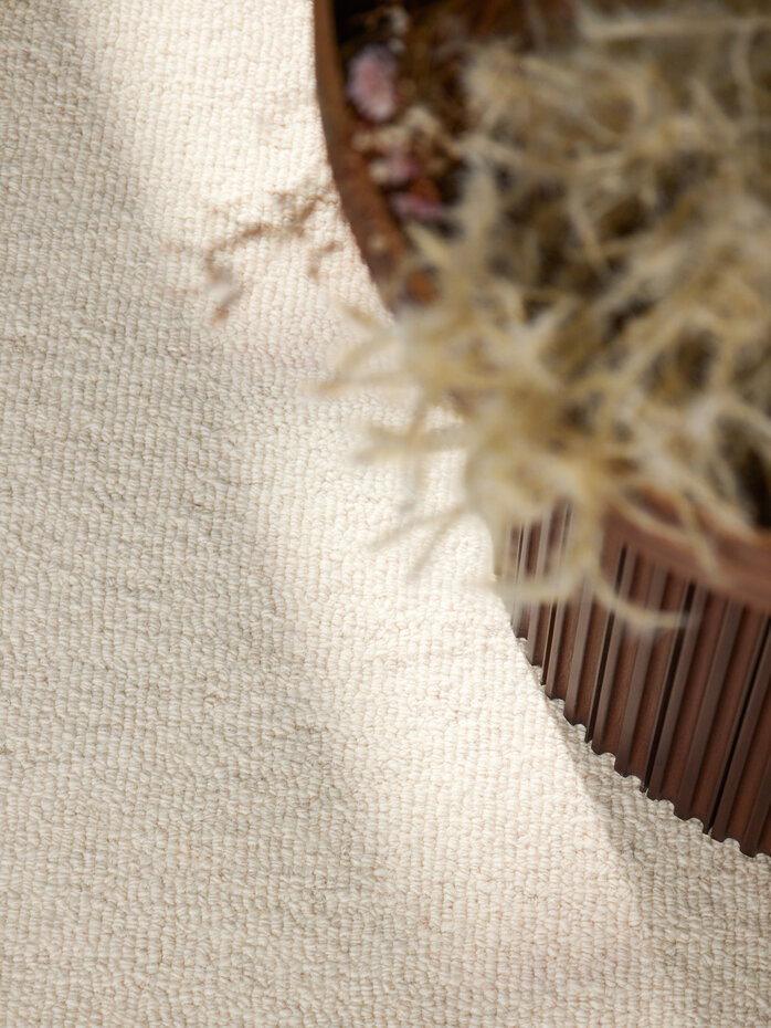 Rond wollen vloerkleed - Puristic Boucle Naturel Wit