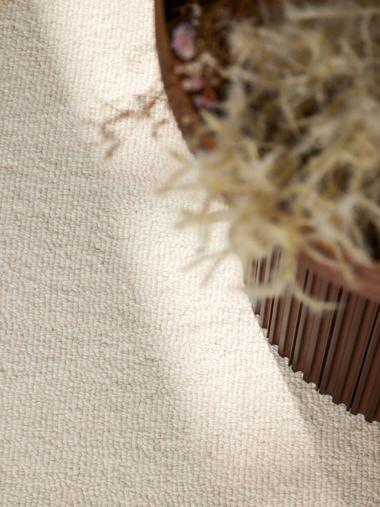 Rond wollen vloerkleed - Puristic Boucle Naturel Wit