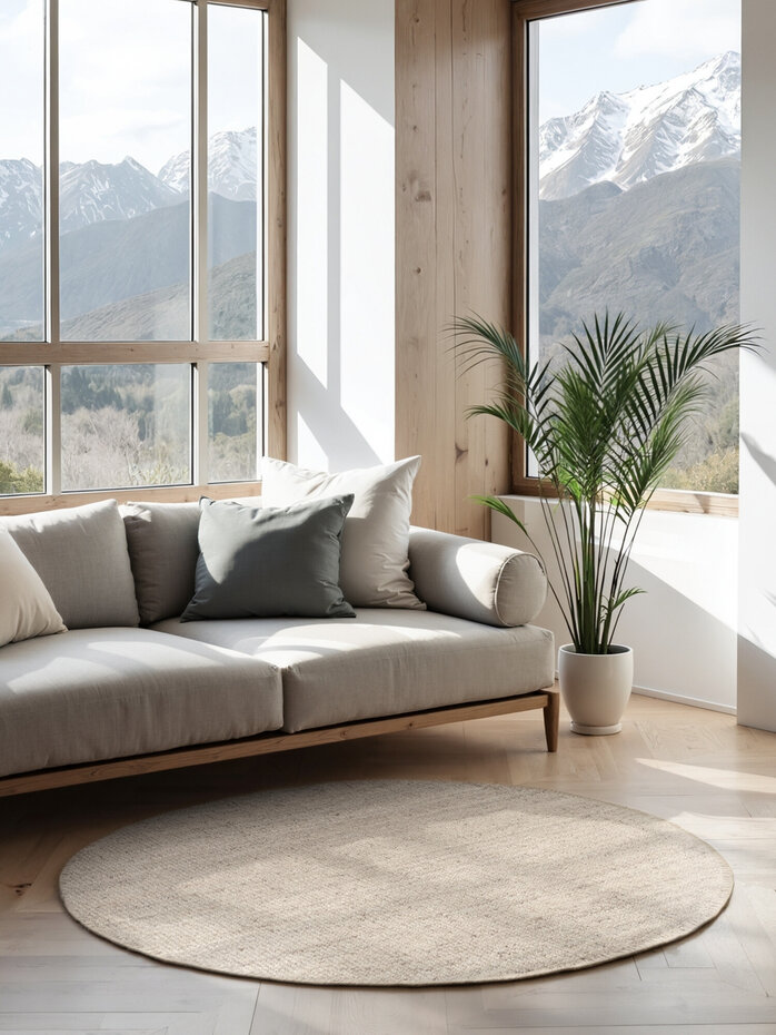 Rond handgeweven Jute vloerkleed - Bouclé Jaipur Wit