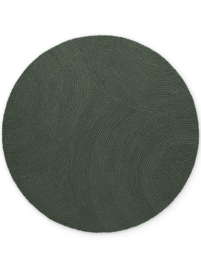 Rond wollen japandi vloerkleed - Calmio Groen Rond wollen japandi vloerkleed - Calmio Groen