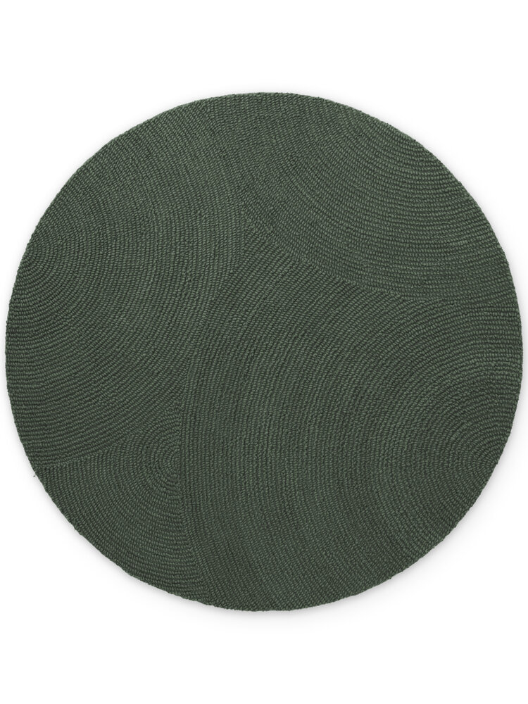 Rond wollen japandi vloerkleed - Calmio Groen Rond wollen japandi vloerkleed - Calmio Groen