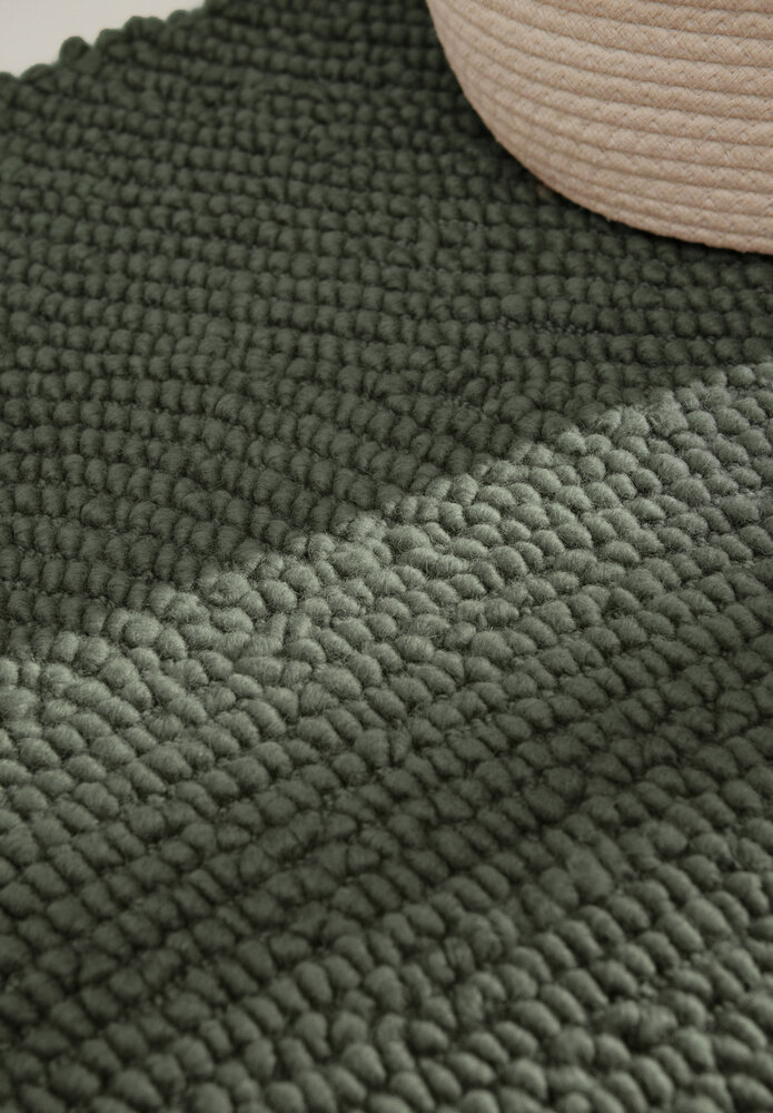 Rond wollen japandi vloerkleed - Calmio Groen Rond wollen japandi vloerkleed - Calmio Groen