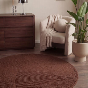 Rond wollen japandi vloerkleed - Calmio Terracotta Rond wollen japandi vloerkleed - Calmio Terracotta