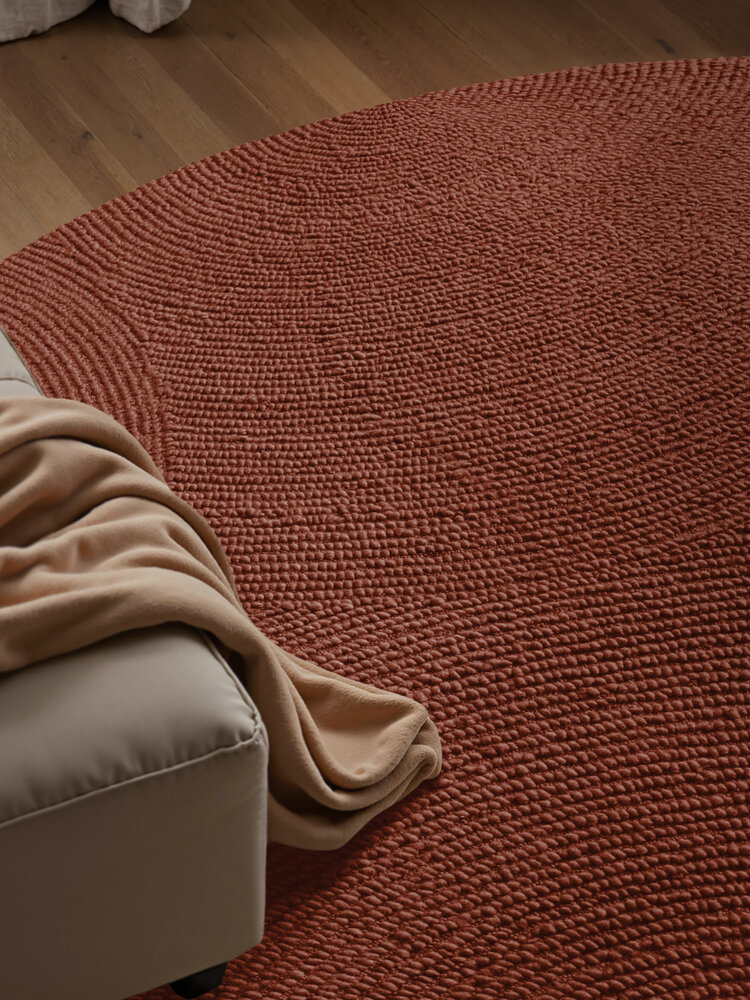 Rond wollen japandi vloerkleed - Calmio Terracotta Rond wollen japandi vloerkleed - Calmio Terracotta