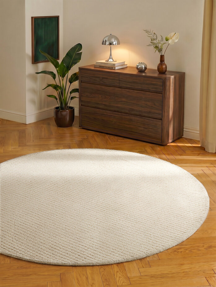 Rond wollen vloerkleed - Eloise Creme Rond wollen vloerkleed - Eloise Creme
