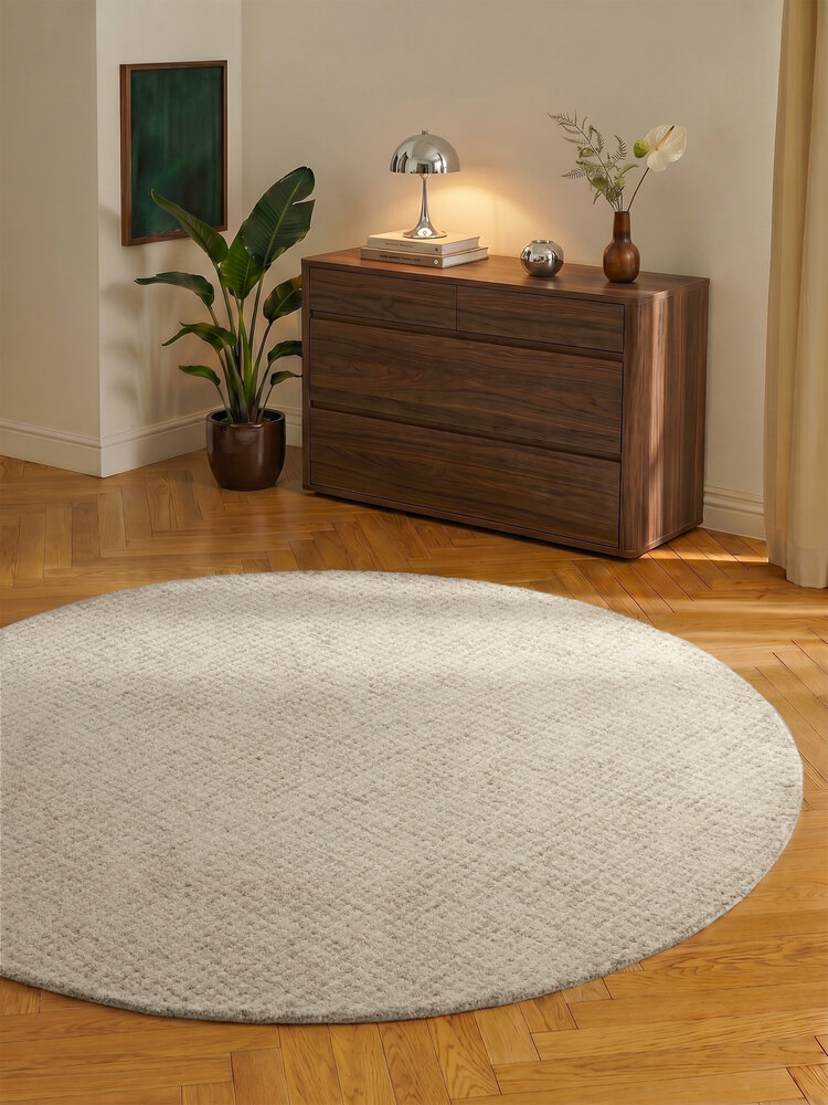 Rond wollen vloerkleed - Eloise Creme Grijs