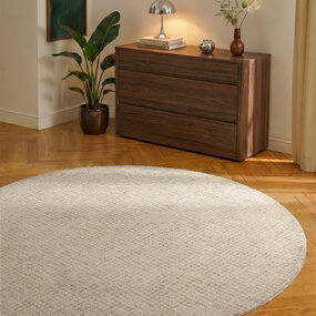 Rond wollen vloerkleed - Eloise Creme Grijs Rond wollen vloerkleed - Eloise Creme Grijs