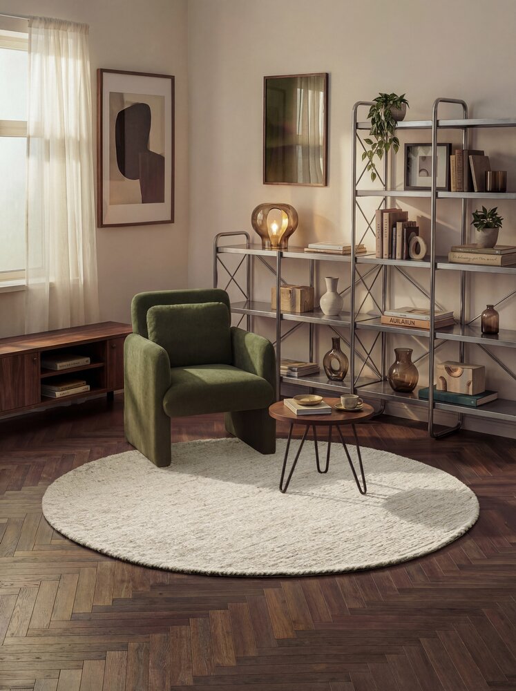 Rond wollen vloerkleed - Woolwich Creme Rond wollen vloerkleed - Woolwich Creme