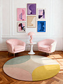 Rond geometrisch wollen vloerkleed - Westminster Cecil Beige/Kleurrijk