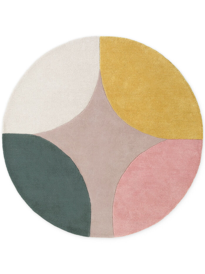 Rond geometrisch wollen vloerkleed - Westminster Cecil Beige/Kleurrijk