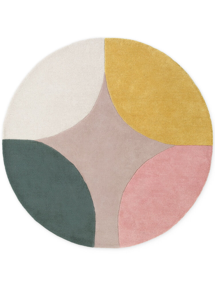 Rond geometrisch wollen vloerkleed - Westminster Cecil Beige/Kleurrijk