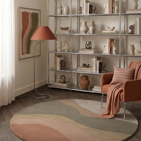 Ted Baker Rond abstract wollen vloerkleed - Chelsea Flood Creme/Kleurrijk