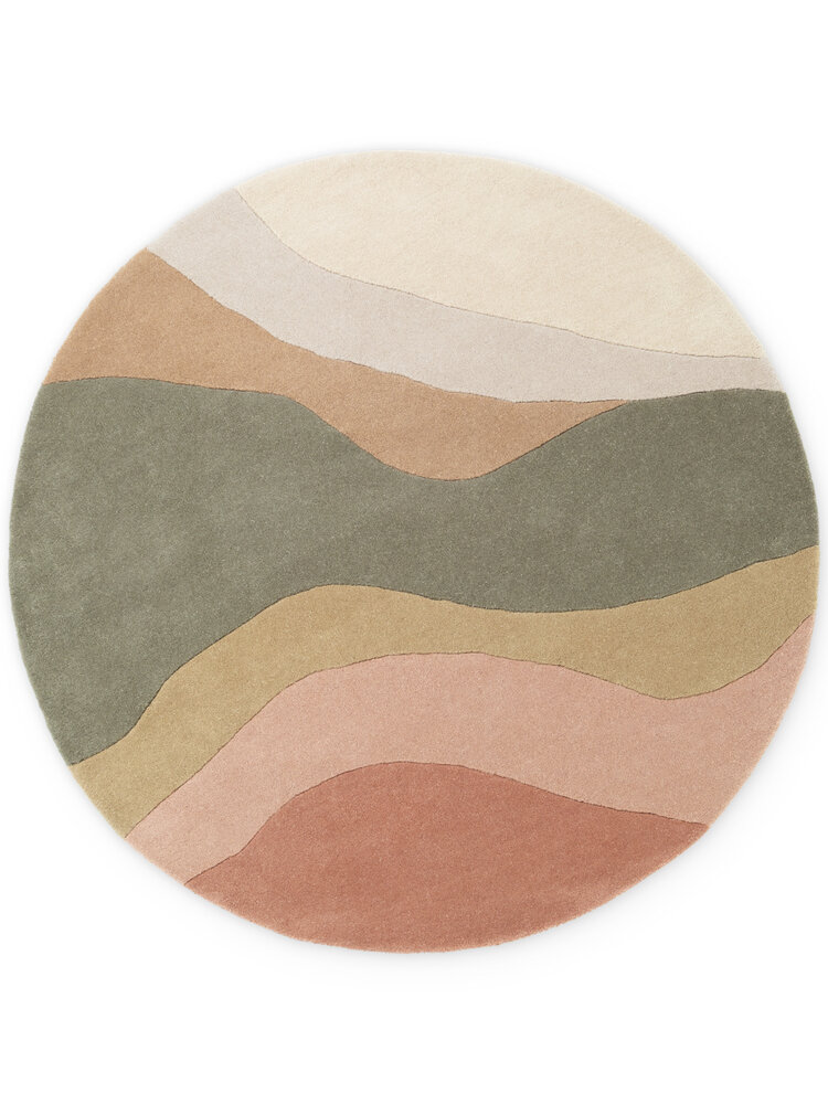 Rond abstract wollen vloerkleed - Chelsea Flood Creme/Kleurrijk