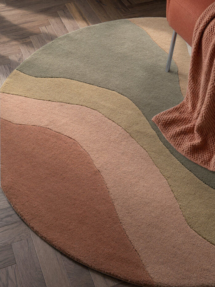 Rond abstract wollen vloerkleed - Chelsea Flood Creme/Kleurrijk