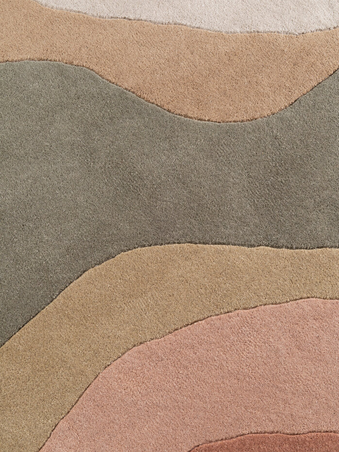 Rond abstract wollen vloerkleed - Chelsea Flood Creme/Kleurrijk