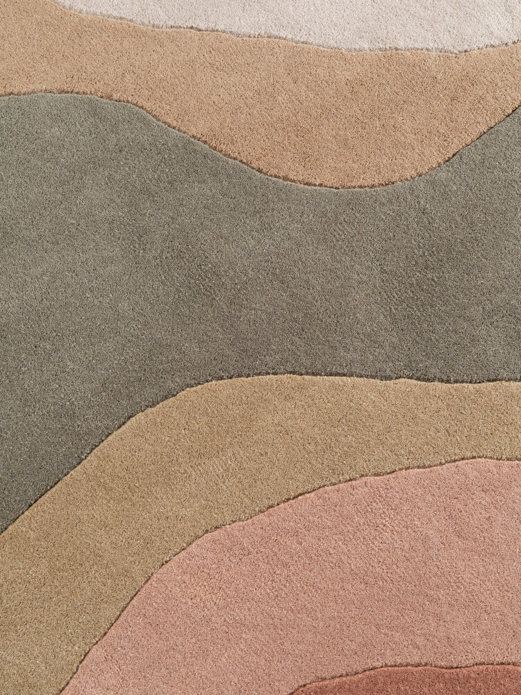Rond abstract wollen vloerkleed - Chelsea Flood Creme/Kleurrijk
