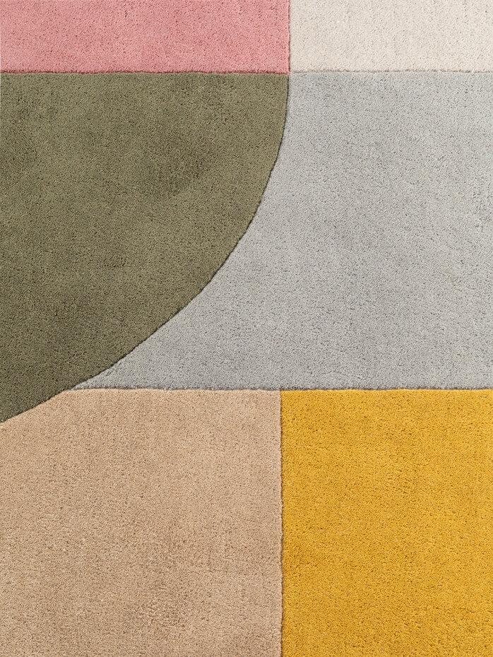 Rond geometrisch wollen vloerkleed - Westminster Curzon Creme/Kleurrijk