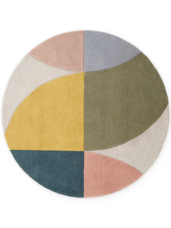 Rond geometrisch wollen vloerkleed - Westminster Savile Creme/Kleurrijk