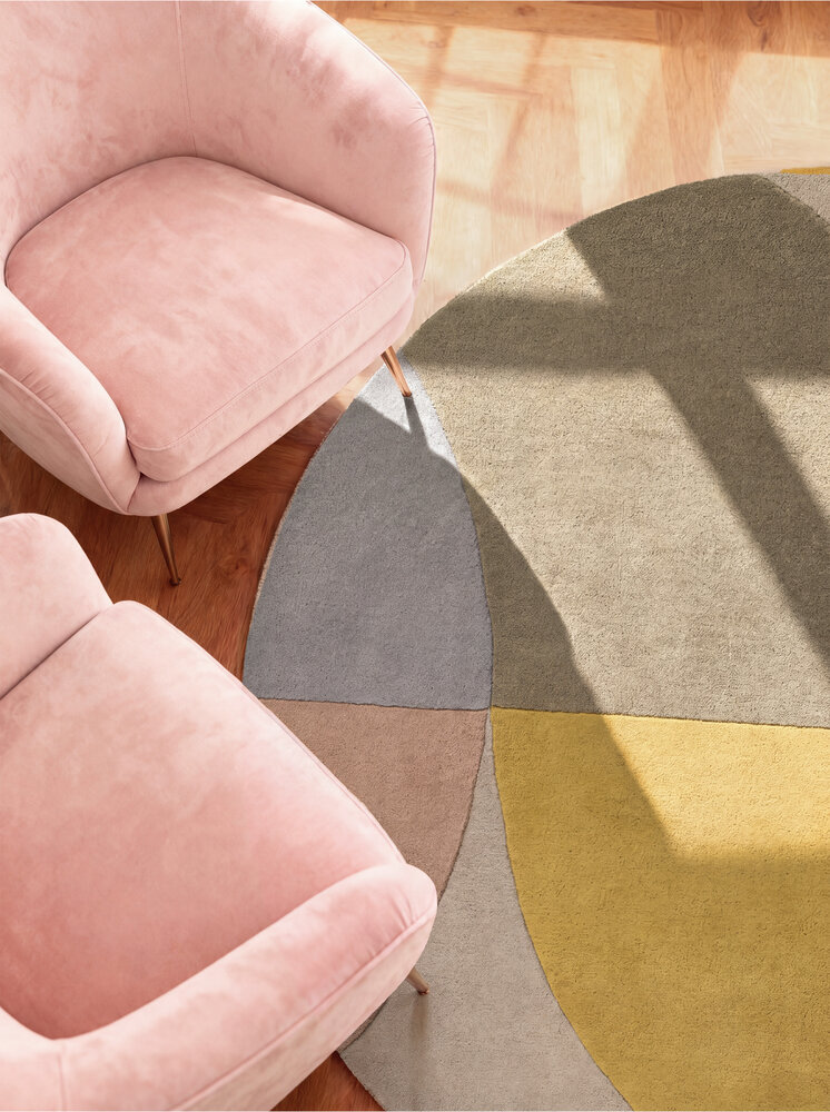 Rond geometrisch wollen vloerkleed - Westminster Savile Creme/Kleurrijk