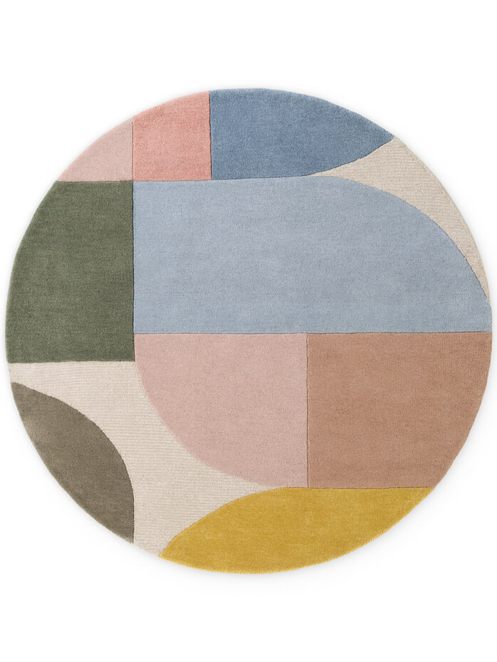 Rond geometrisch wollen vloerkleed - Westminster Piccadilly Creme/Kleurrijk Rond geometrisch wollen vloerkleed - Westminster Piccadilly Creme/Kleurrijk