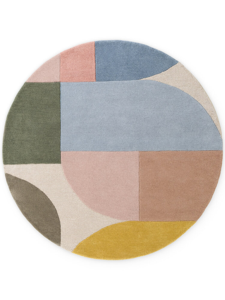Rond geometrisch wollen vloerkleed - Westminster Piccadilly Creme/Kleurrijk Rond geometrisch wollen vloerkleed - Westminster Piccadilly Creme/Kleurrijk