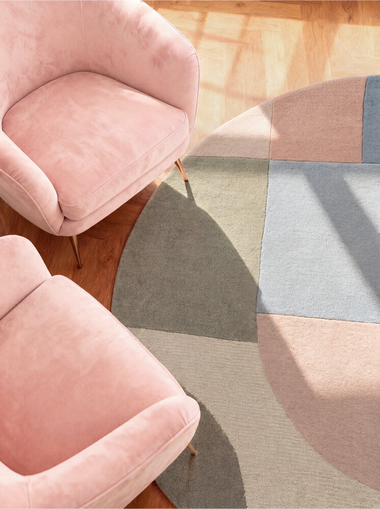 Rond geometrisch wollen vloerkleed - Westminster Piccadilly Creme/Kleurrijk Rond geometrisch wollen vloerkleed - Westminster Piccadilly Creme/Kleurrijk