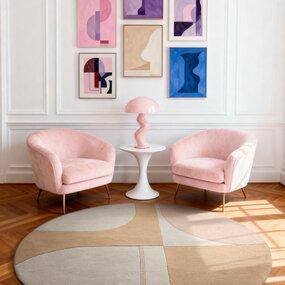 Ted Baker Rond geometrisch wollen vloerkleed - Westminster Windmill Creme/Beige
