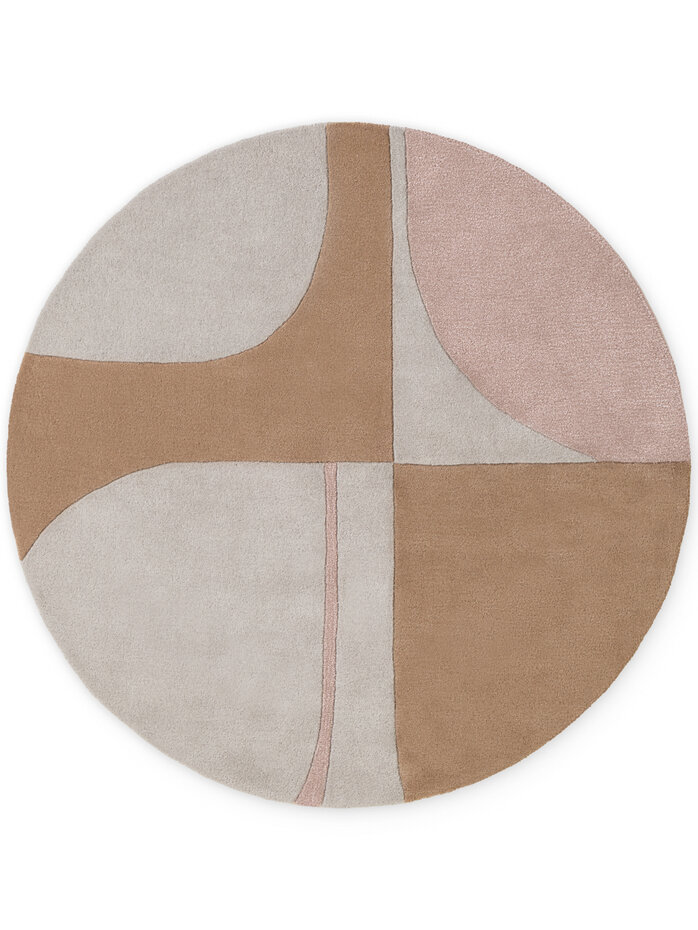 Rond geometrisch wollen vloerkleed - Westminster Windmill Creme/Beige