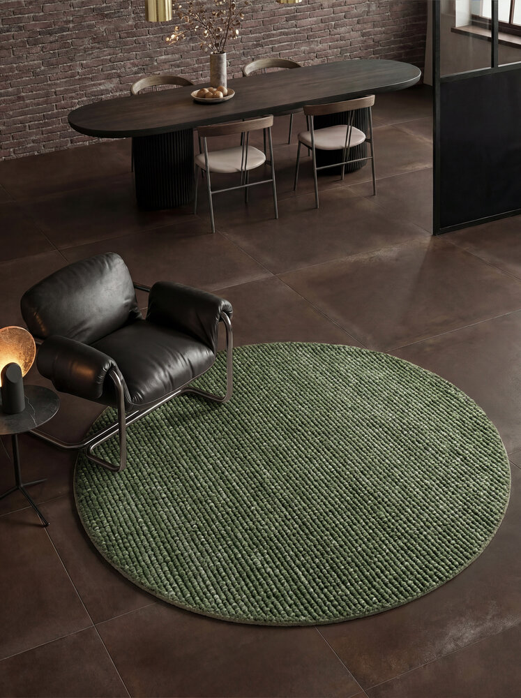 Rond laagpolig vloerkleed - Boucle Wilma Groen Rond laagpolig vloerkleed - Boucle Wilma Groen