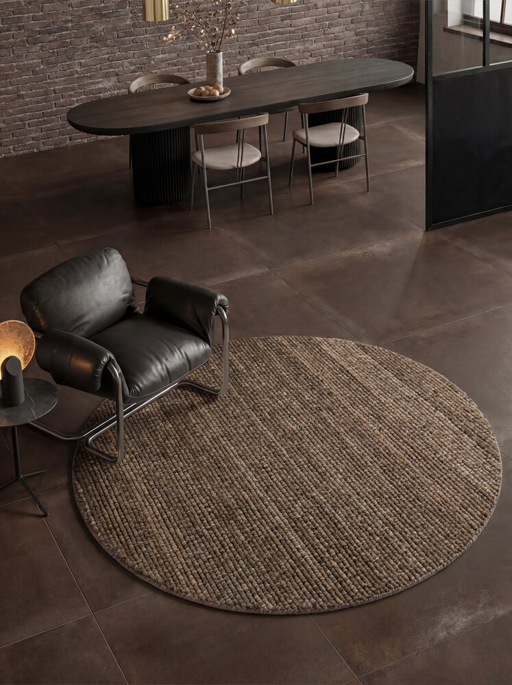 Rond laagpolig vloerkleed - Boucle Wilma Bruin Rond laagpolig vloerkleed - Boucle Wilma Bruin