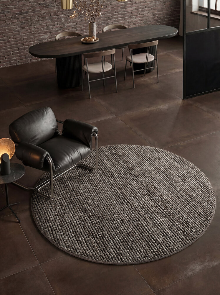 Rond laagpolig vloerkleed - Boucle Wilma Donkergrijs Rond laagpolig vloerkleed - Boucle Wilma Donkergrijs