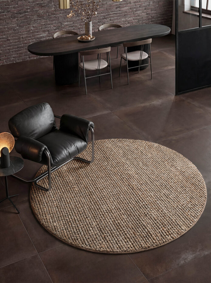 Rond laagpolig vloerkleed - Boucle Wilma Beige