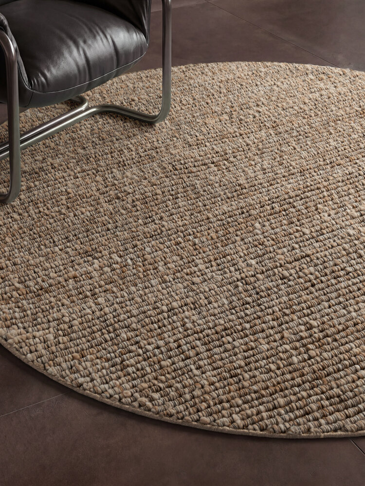 Rond laagpolig vloerkleed - Boucle Wilma Beige