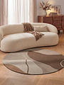 Rond abstract wollen vloerkleed - Muse Creme/Bruin