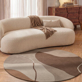 Villeroy & Boch Rond abstract wollen vloerkleed - Muse Creme/Bruin