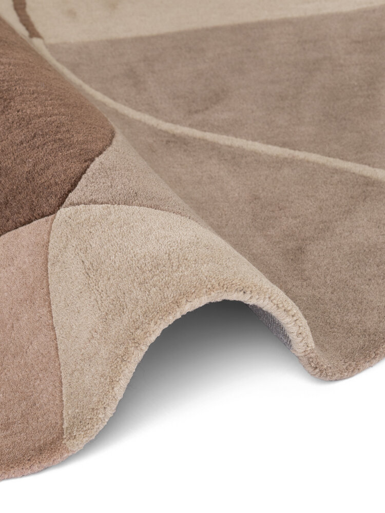 Rond abstract wollen vloerkleed - Muse Creme/Bruin Rond abstract wollen vloerkleed - Muse Creme/Bruin