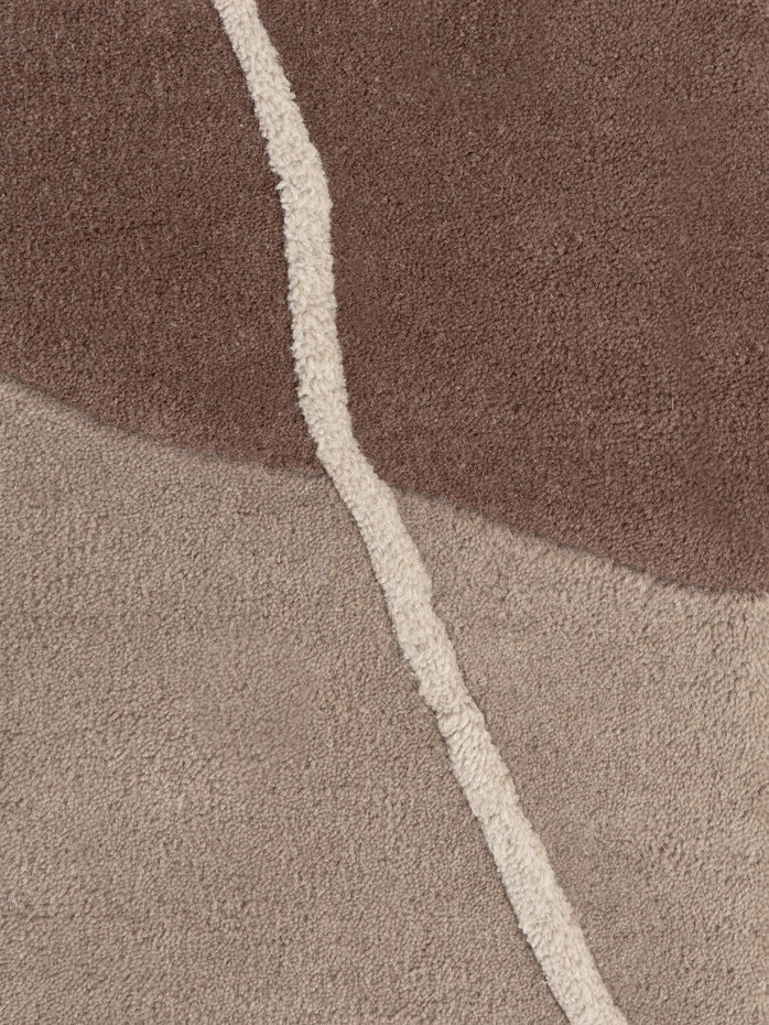 Rond abstract wollen vloerkleed - Muse Creme/Bruin Rond abstract wollen vloerkleed - Muse Creme/Bruin