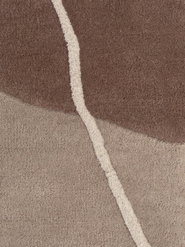 Rond abstract wollen vloerkleed - Muse Creme/Bruin Rond abstract wollen vloerkleed - Muse Creme/Bruin