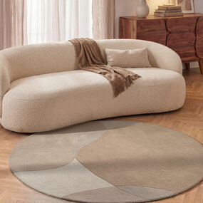 Villeroy & Boch Rond abstract wollen vloerkleed - Ovia Creme/Beige