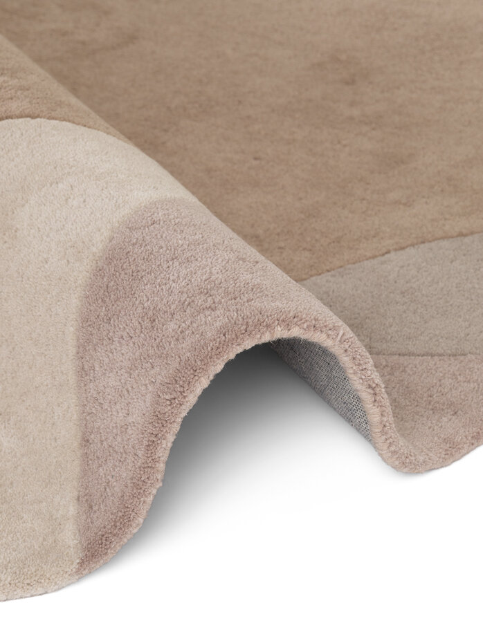 Rond abstract wollen vloerkleed - Ovia Creme/Beige